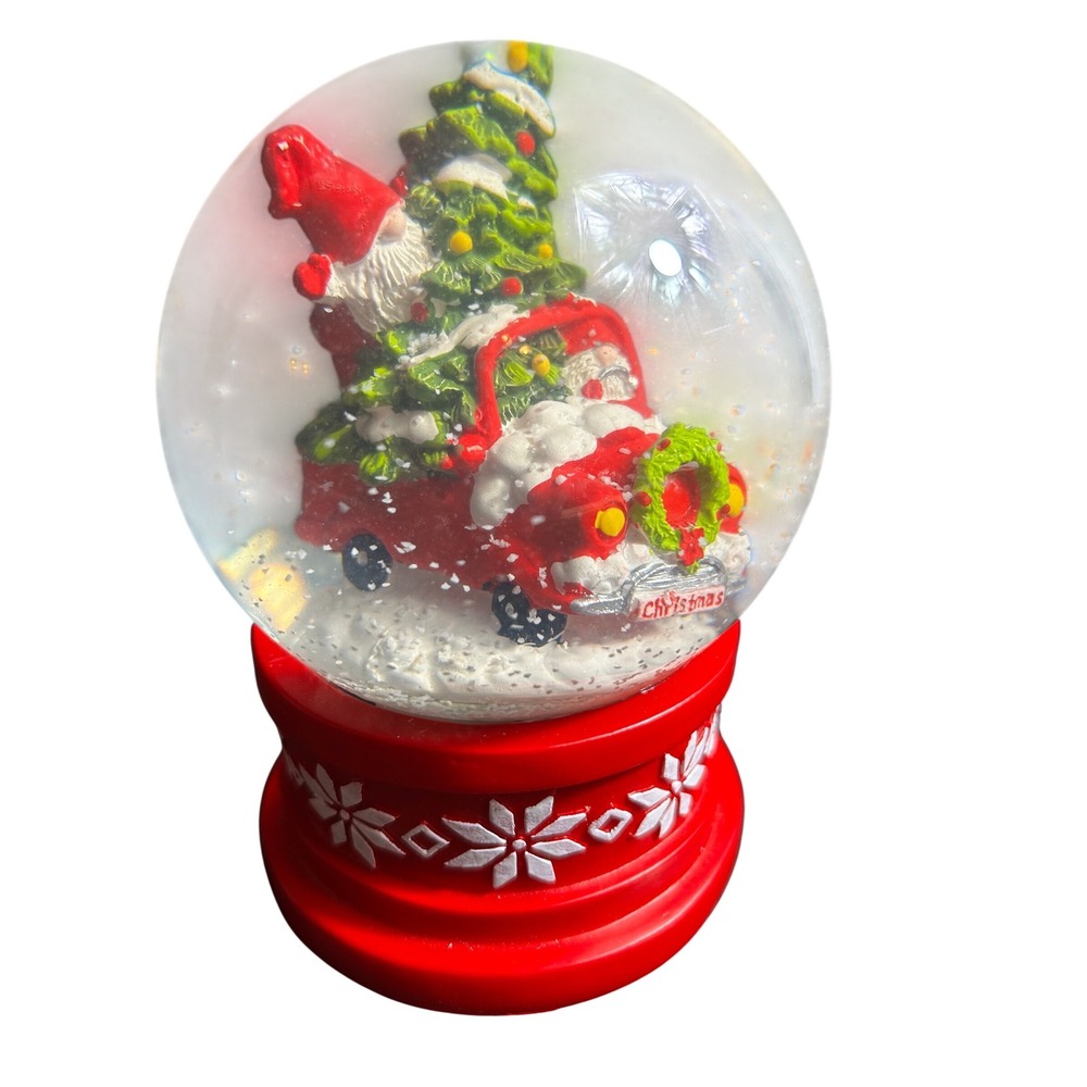 Merry Makers Jingle Bells Musical Snow Globe Santa Claus Christmas Tree Truck